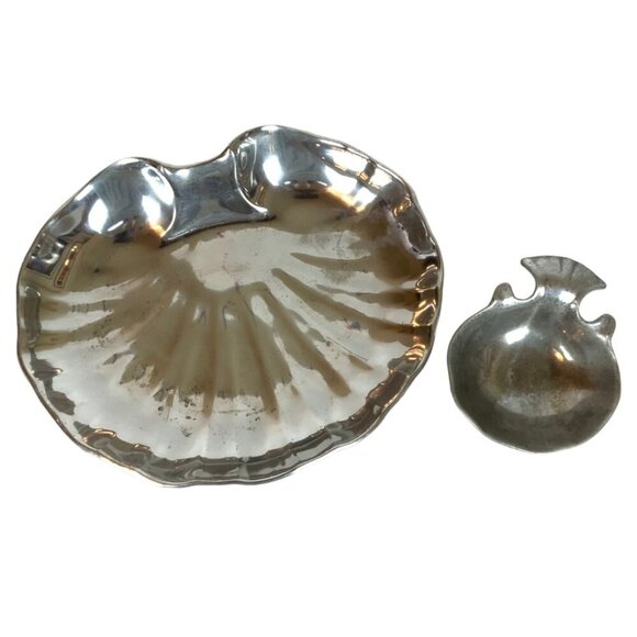 Wilton Armetale Clam Shell 2-Piece Chip & Dip Server Shiny Pewter Large - Picture 6 of 8